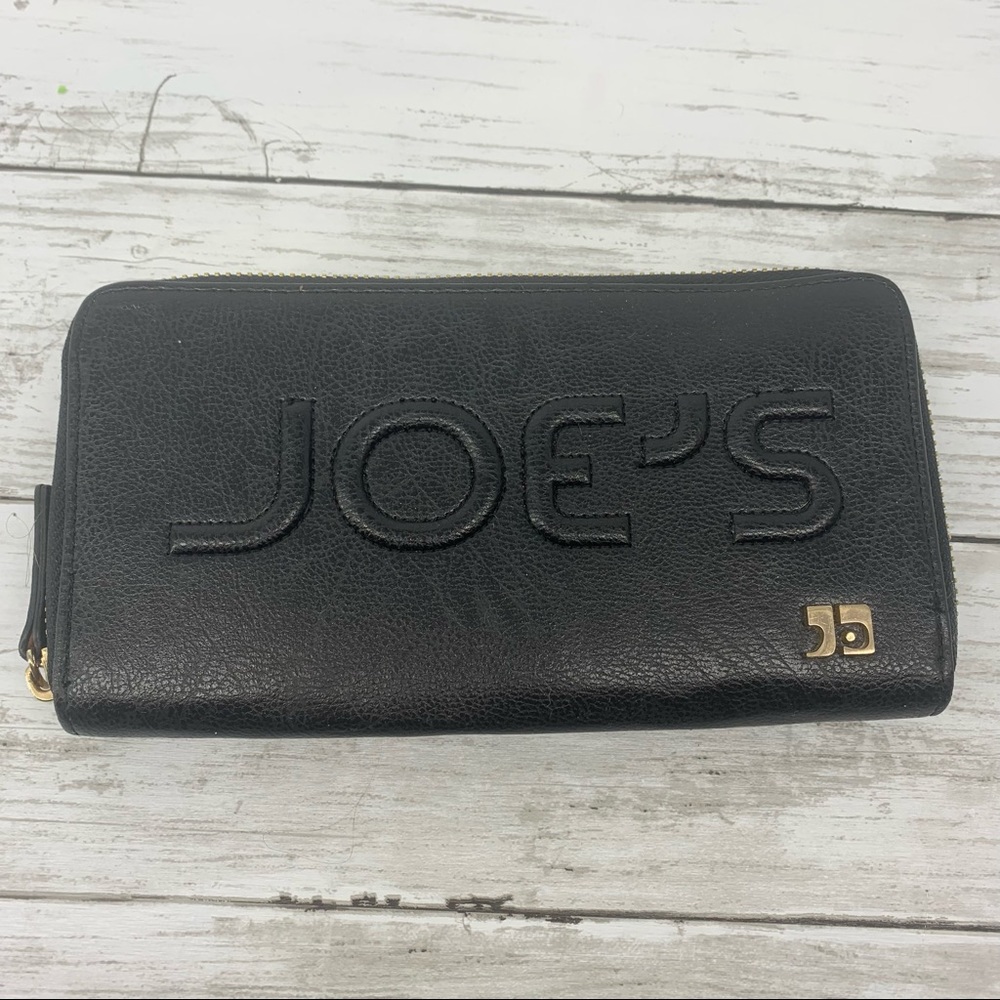 Joe's Salute Black Zip Around Vegan Leather Wallet